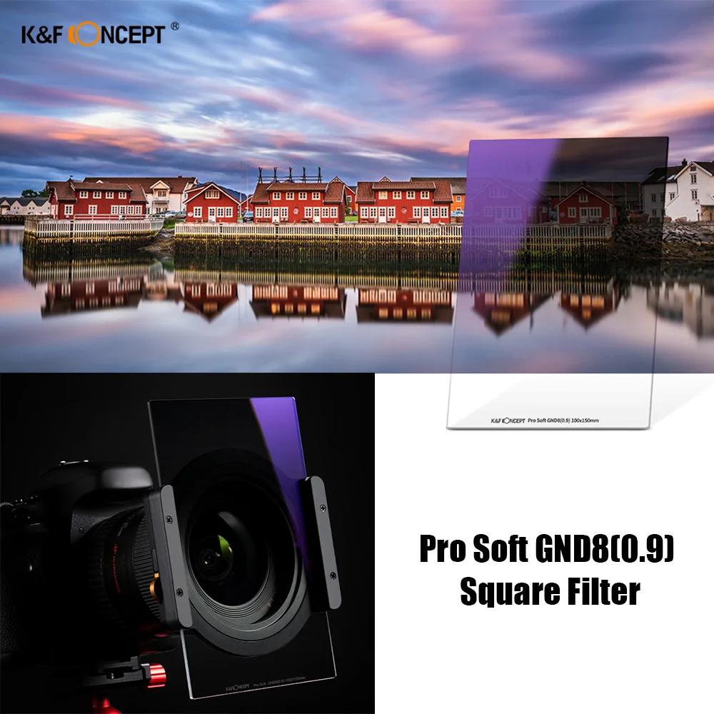 K&F Concept 100X150mm Soft Grad ND8 Square Neutral Density Filter 3 Stops Multi Coated Compatible with Cokin Z Holder