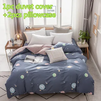 

2020 new bedding Spring beige blue stars printed 100% cotton twin/double/queen king size duvet cover bed simple style adult girl