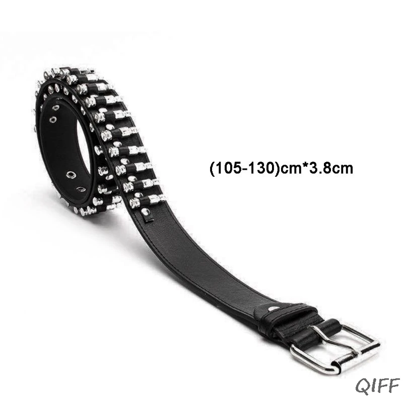 Fashion Ladies Men Punk Imitation Leather Belt Hollow Rivet Wild Waistband