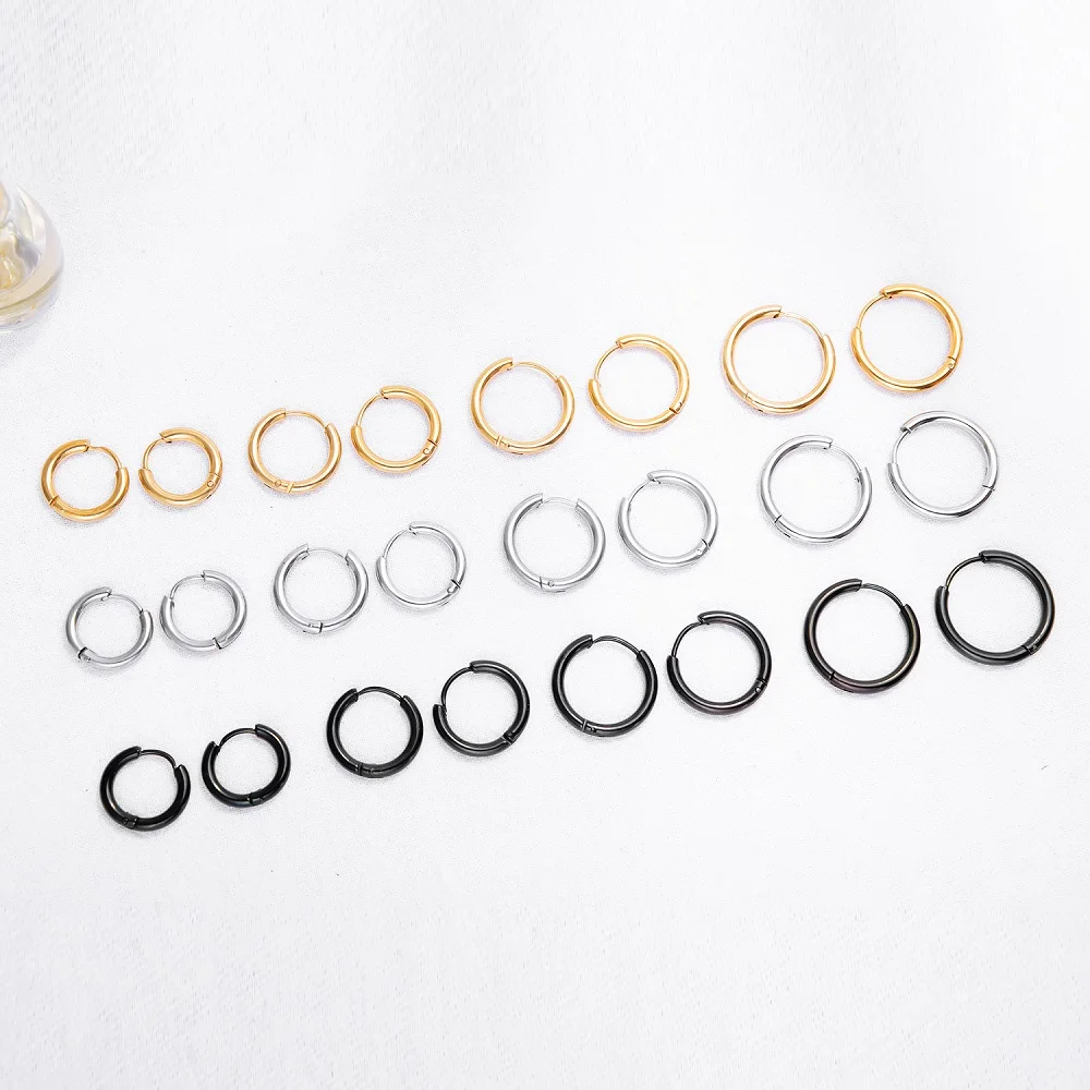 

JHSL 4 size Unisex Small Hoop Earrings for Men Women Stainless Steel Black Silver Color High Quality Fashion Jewelry Dropship