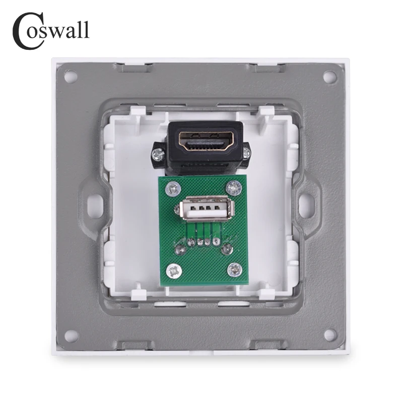 Coswall кристальная панель из закаленного стекла HDMI 2,0 порт USB 2,0 разъем настенная розетка AC 110~ 250 В C1 серия C1-HU