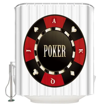 

Casino Poker Plate Chips Club Shower Curtain Waterproof Polyester Bath Curtain