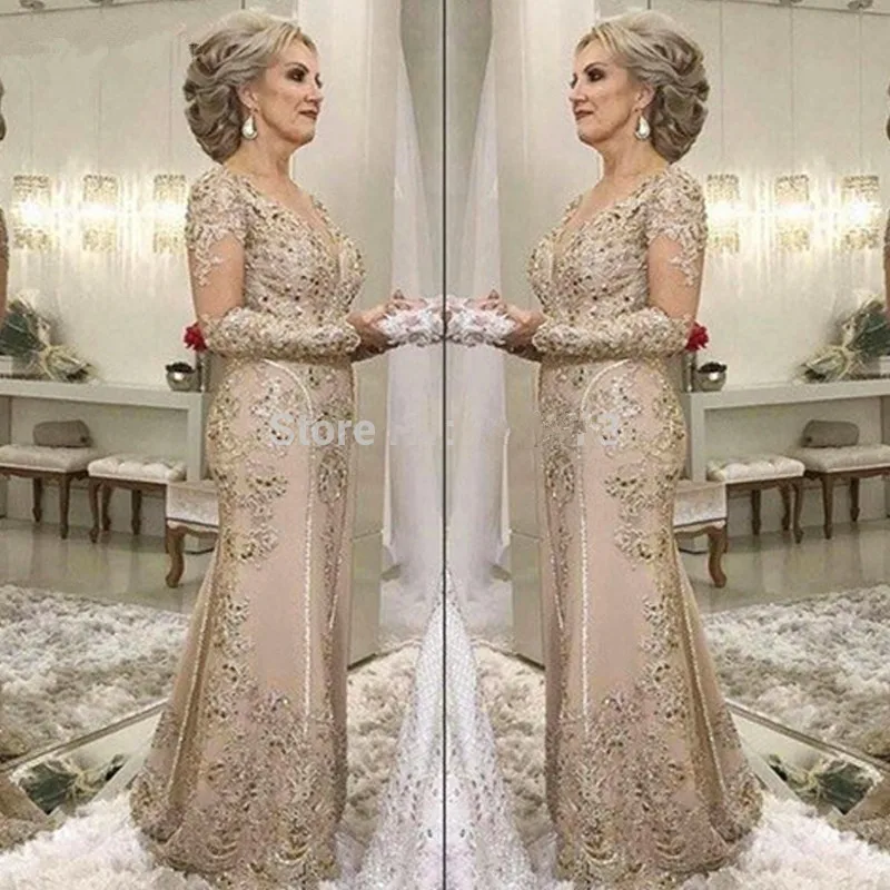 Элегантное платье-Русалка для невесты 2019 года, длинное кружевное платье с длинными рукавами, украшенное бусинами, для свадебной вечеринки