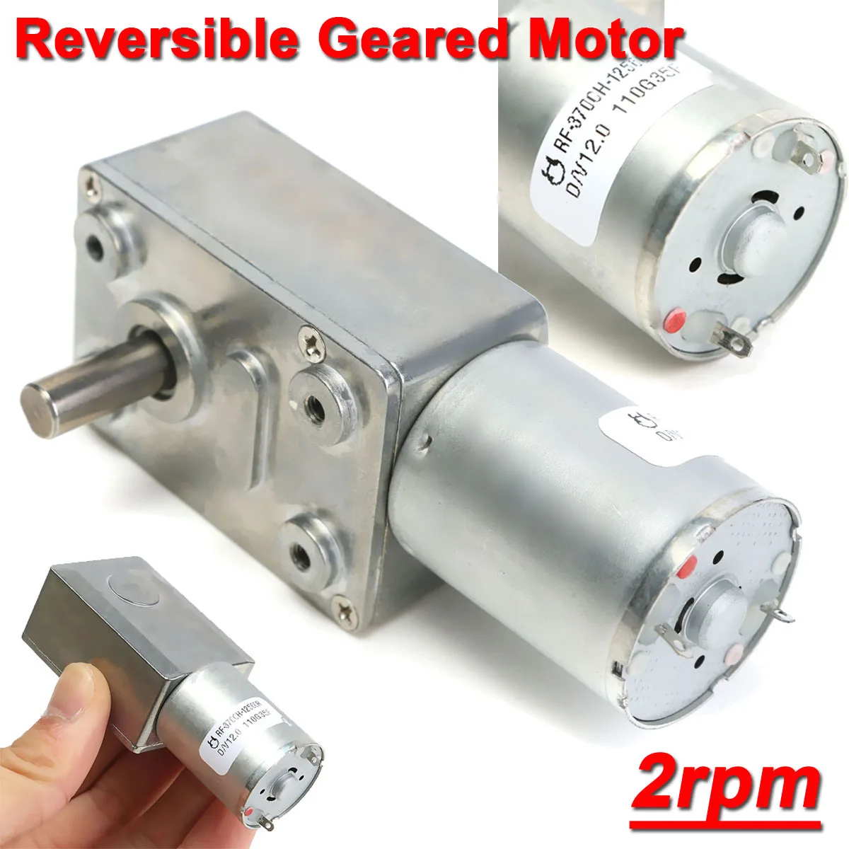 

1PC Reversible High Torque Turbo Worm Geared Motor DC Motor GW370 12V 0.6-100RPM