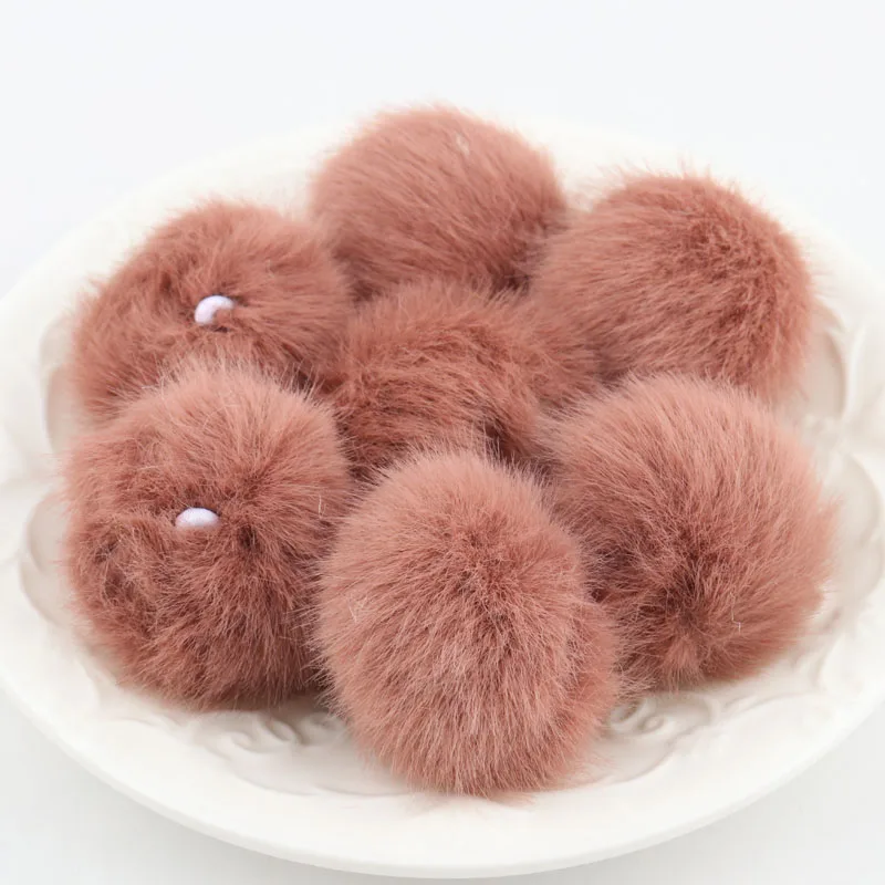 Natural Fluffy Pompom Fur Big Ball Pom Pom Pure Color Pompon Pompoms For Caps Hats Scarf Gloves Clothes Decoration 2.5-3cm 10pcs - Цвет: coffee