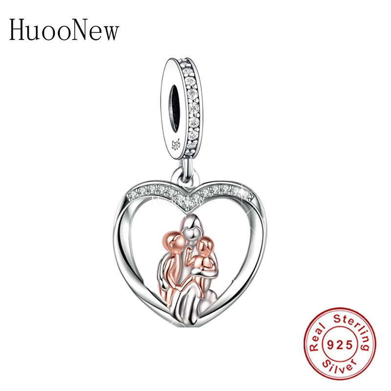 Family Series Dangle Charms for Bracelet Necklace Pendant Jewellery Gift Sister Mam New 925 Sterling Silver Mother Son Beads | Украшения и