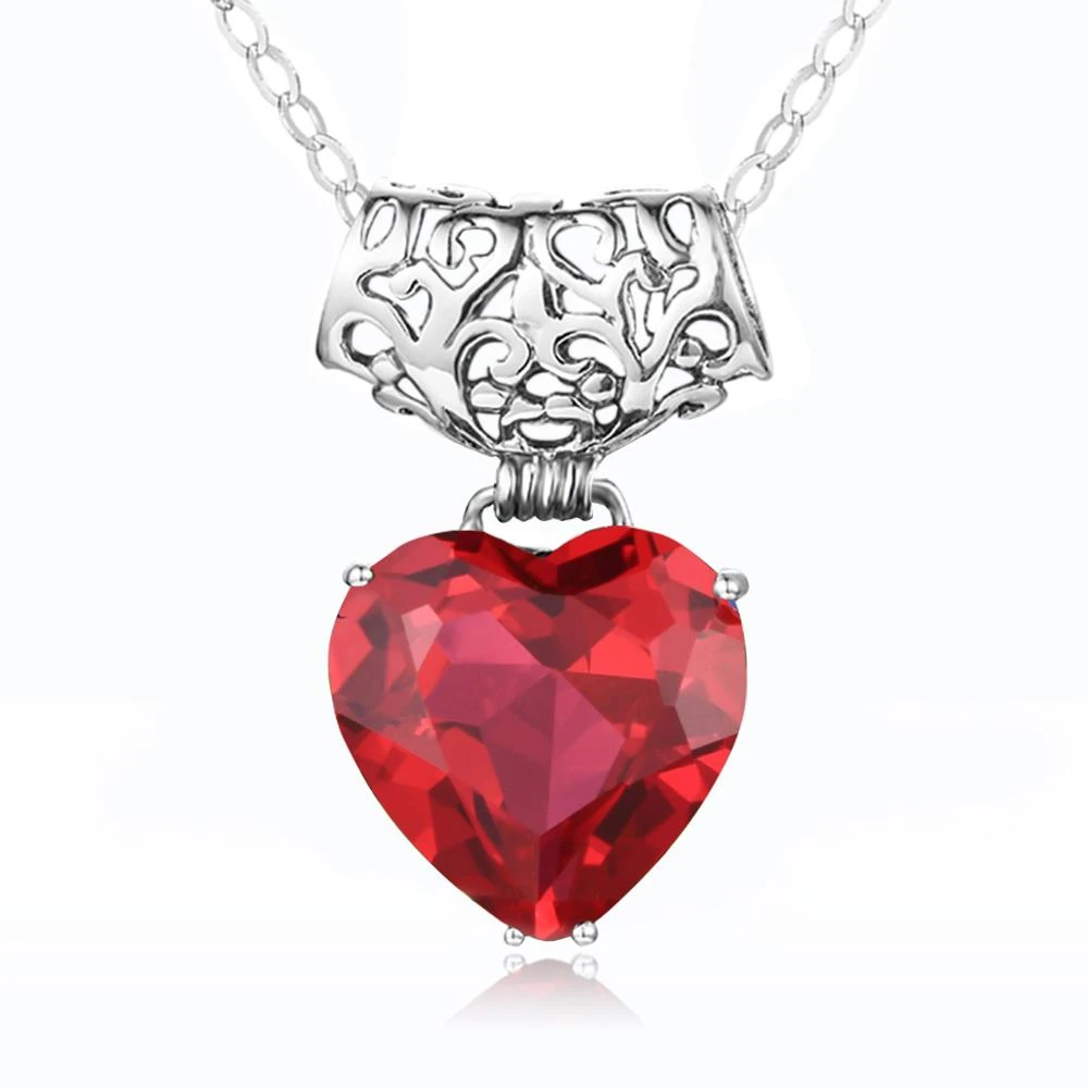 Hand Crafted Ladies Synthetic Ruby Heart Pendent