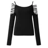 Sexy Blouses For Women Summer Casual Cut Out Tunic Streetwear Hollow Out Tops solid color Long sleeve Pullover Ladies Shirts 3