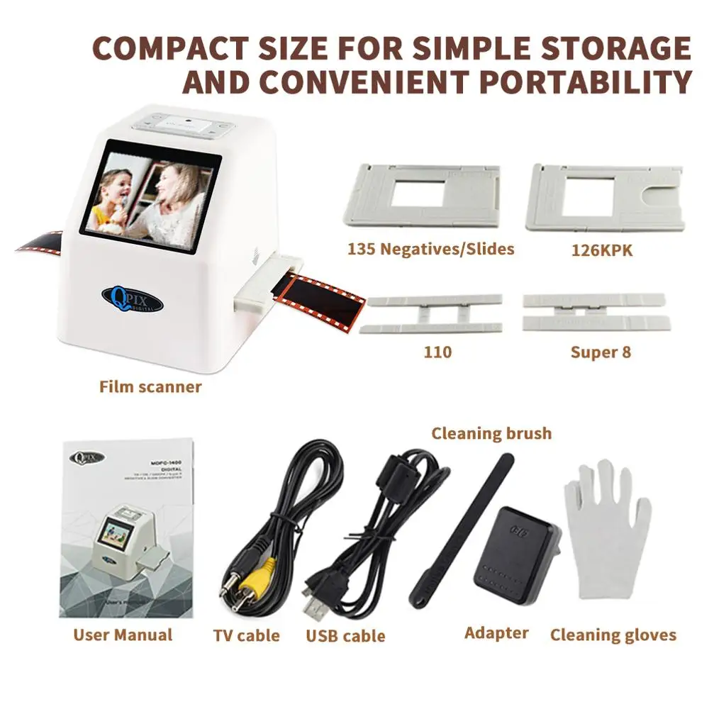 Negative Film Scanner Portable 35mm Negative Slide Film Scanner 22 Mega Pixels Digital Converter