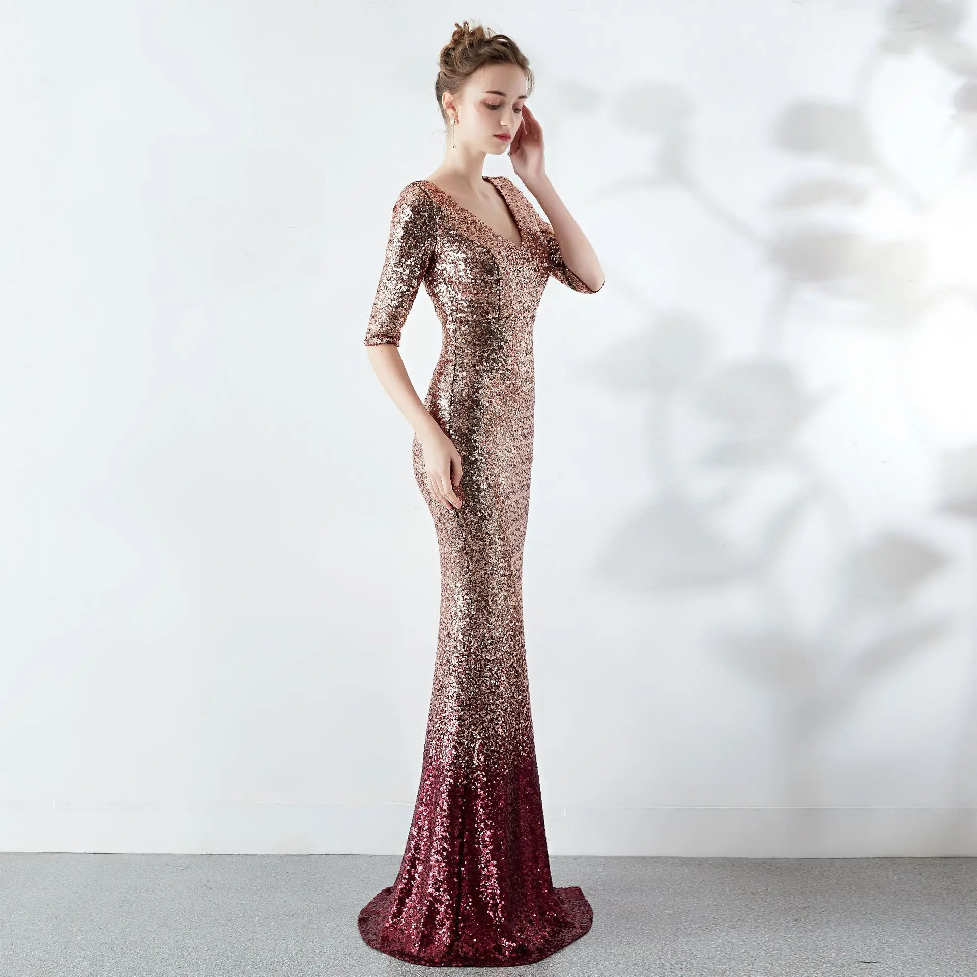 Sexy Dress Mermaid Sequined Dusty Rose Bridesmaid Dresses Women Wedding Party Dress Gold Bridesmaid Dresses Vestido De Festa
