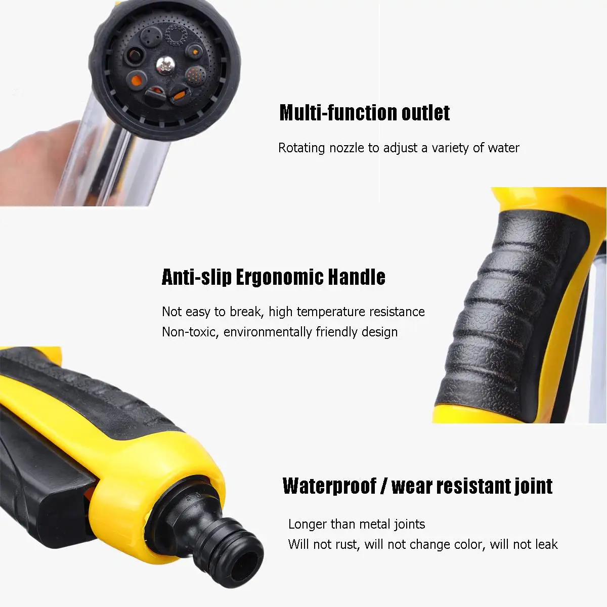 Multifunction 8 in 1 Jet Spray Soap Dispenser Hose Nozzle High Pressure Car Wash Cleaning Tool Garden Watering