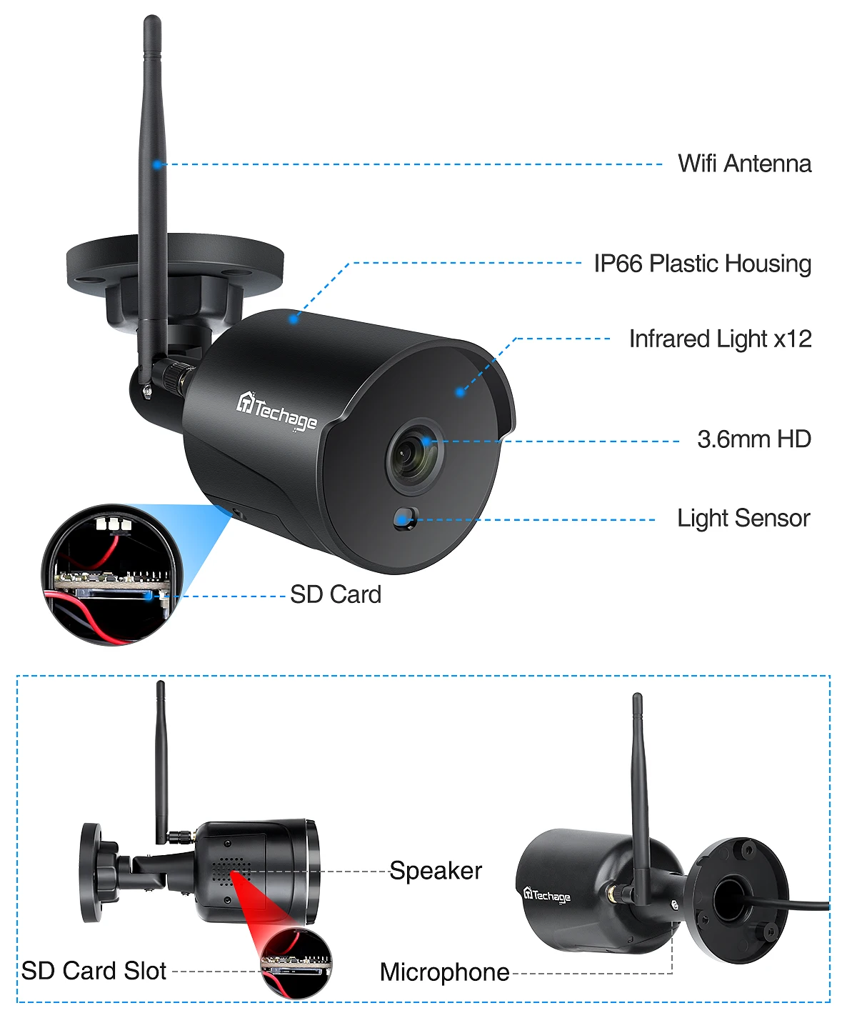 1080P Wi-Fi, CCTV, Камера IP 2 аудиоданных открытый погодостойкий Ночное Видение безопасности Камеры Скрытого видеонаблюдения с TF слотом
