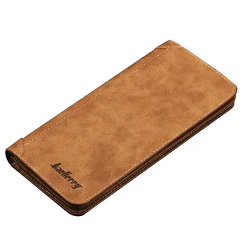 

Soild Color Long Purse Vintage Men Wallet Large Capacity Card Holder Male Cluth PU Leather Purse