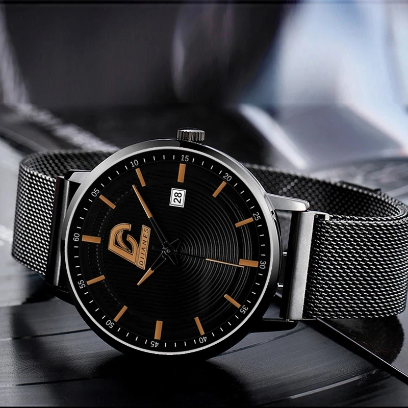 2023 Fashion Mens Minimalist Watches Ultra Thin Magnet Buckle Watch Men Business Stainless Steel Mesh Belt Quartz Wristwatch 4