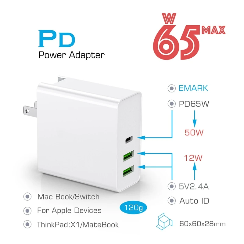 65 Вт PD QC 3,0 зарядное устройство USB для iPhone NS переключатель Macbook Тип C быстрое зарядное устройство для samsung Xiaomi настенное зарядное устройство адаптер
