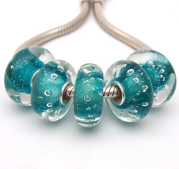 

JGWG1529 5X 100% Authenticity S925 Sterling Silver Beads Murano Glass beads Fit European Charms Bracelet diy jewelry Lampwork