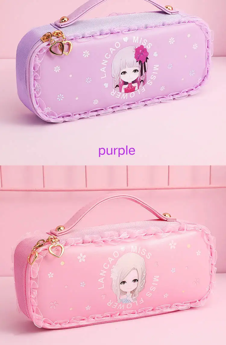 Школьные Пеналы, сумка Kawaii с милым кружевом, большая вместительность, школьные принадлежности для студентов, канцелярские принадлежности, сумка для хранения пенал 05152