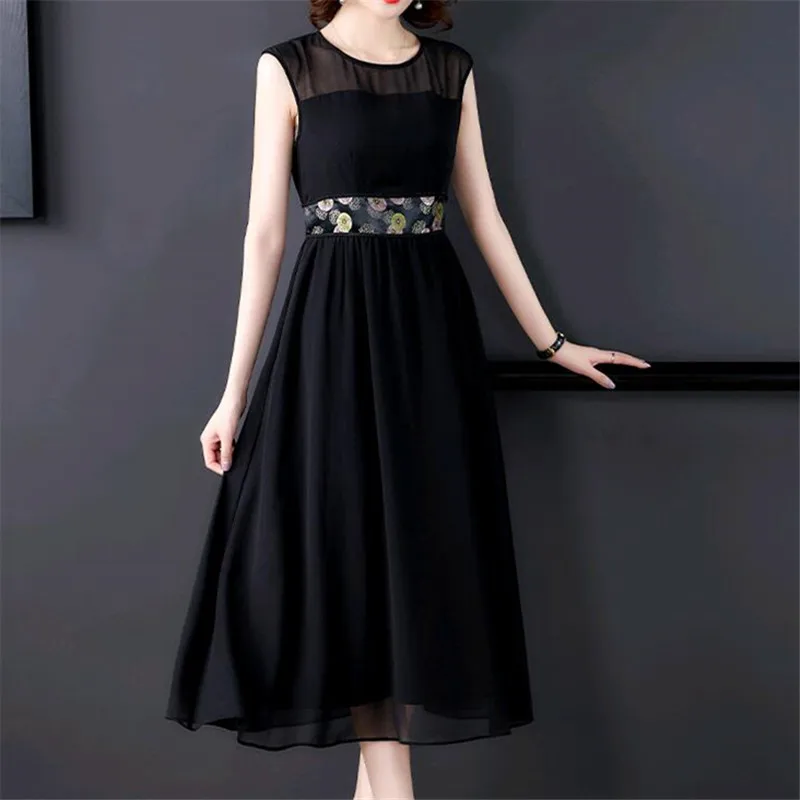 Шифоновое платье без рукавов в Корейском стиле новинка 2020 женское летнее