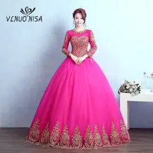 Модное винтажное кружевное розовое красное черное вечернее платье с длинным рукавом, женское вечернее платье размера плюс, Свадебное бальное платье