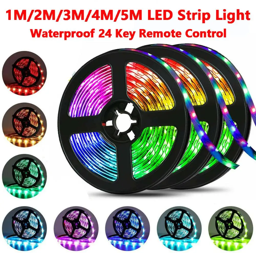 Светодиодная лента 1 м/2 м/3 м/4 м/5 м водонепроницаемая RGB светодиодная комнатная