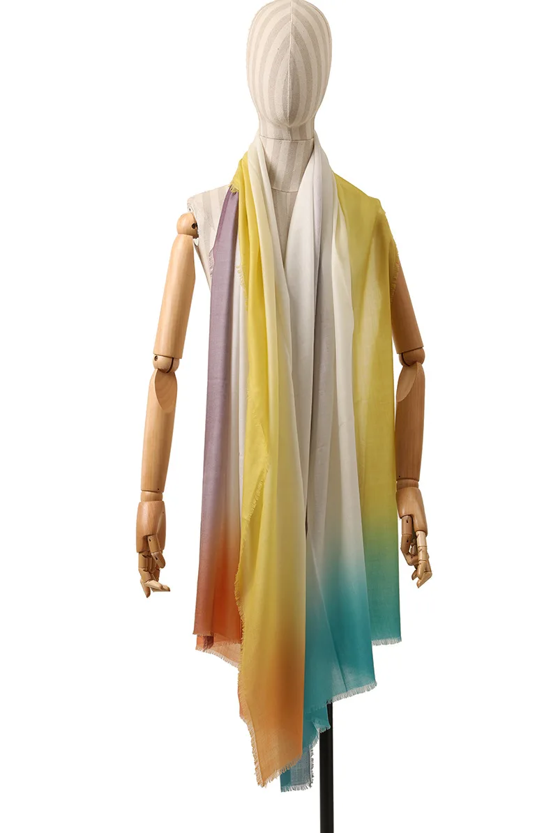 new wool multicolor gradient thin section women's shawl scarf dual purpose
