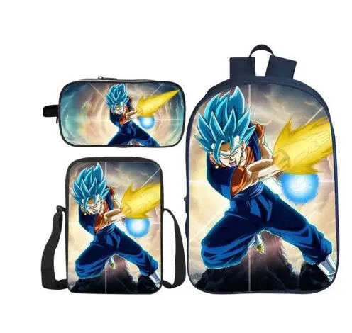 as picture Горячая 3D печать Dragon Ball супер 3 шт./компл. Детский рюкзак через плечо детские школьные сумки Bookbag для мальчиков и девочек - Цвет: as picture