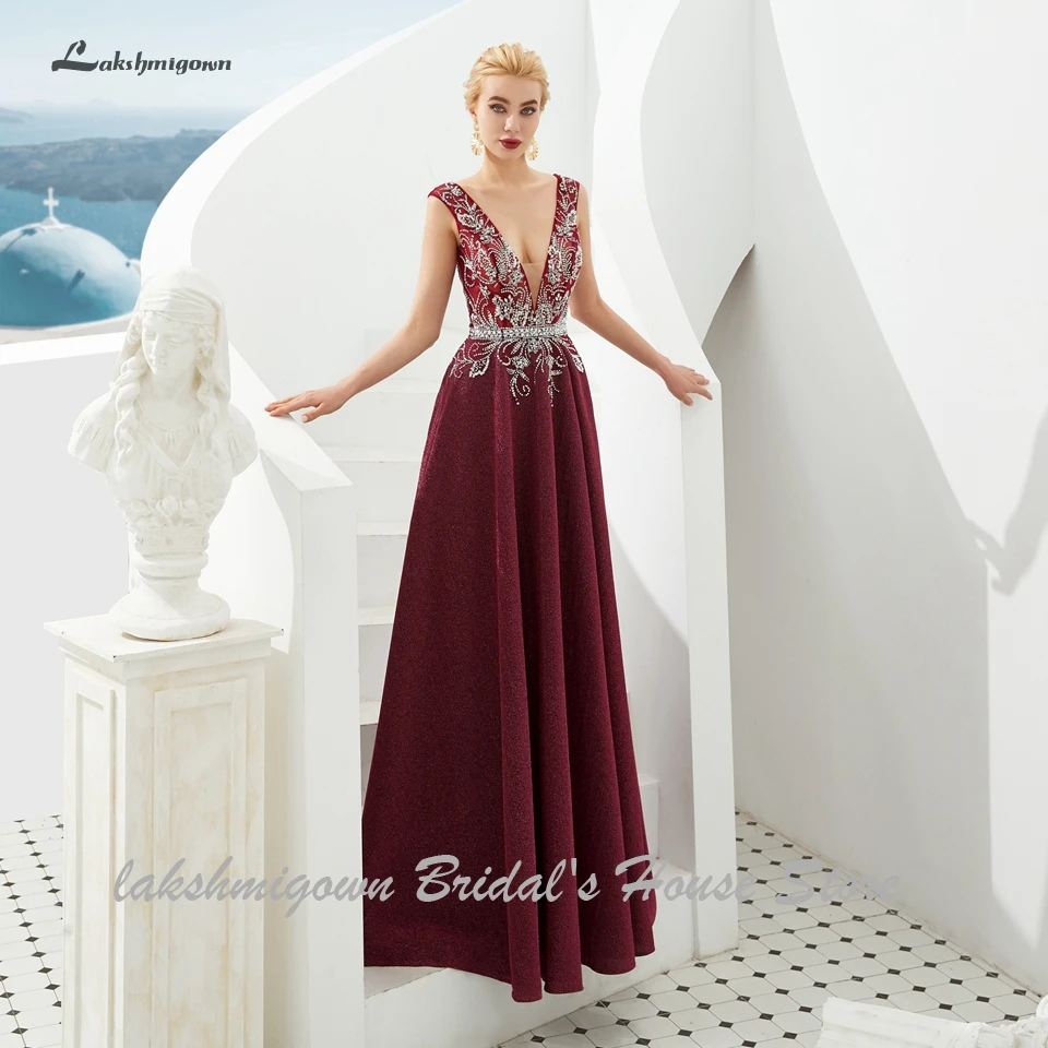 Lakshmigown Роскошные вечерние платья сексуальные женские вечерние платья бордовые длинные платья с открытой спиной Robe de Soiree