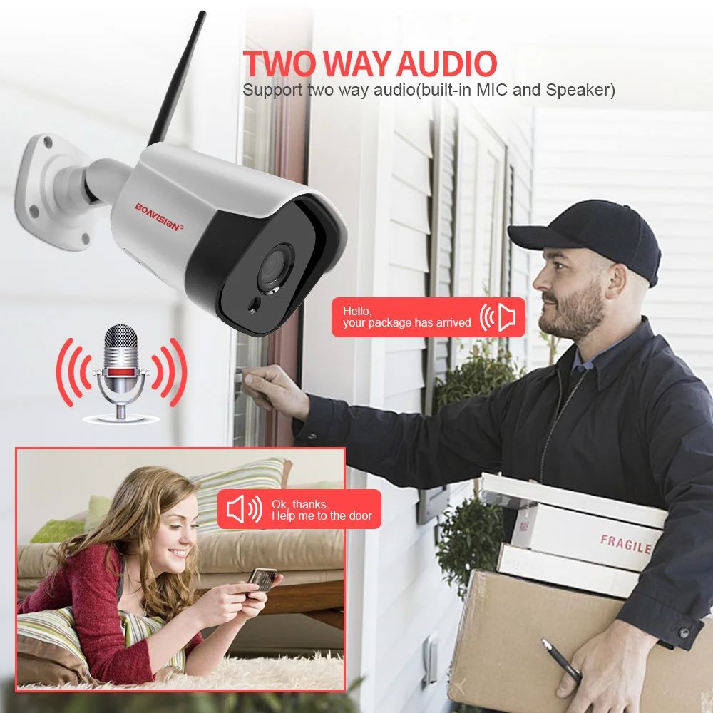 IP камера цилиндрическая Беспроводная с поддержкой Wi Fi 5 МП 1080P|Камеры