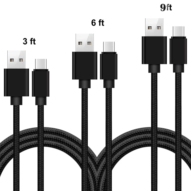 USB Type C Cable Nylon Braided Cord Fast Charging Charge and Data Sync Cable For Samsung S9 S8 Plus Huawei P30 Pro Type-C Wire