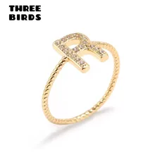 Три птицы трендовые циркониевые кольца с буквами алфавита золотые серебряные Индивидуальные Кольца для женщин ювелирные изделия J-z0098