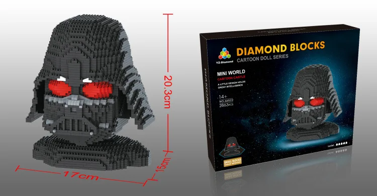 

YZ Building Blocks Small Particles Educational Diamond Assembled DIY Toy Building Blocks Darth Vader Series 66521-66522