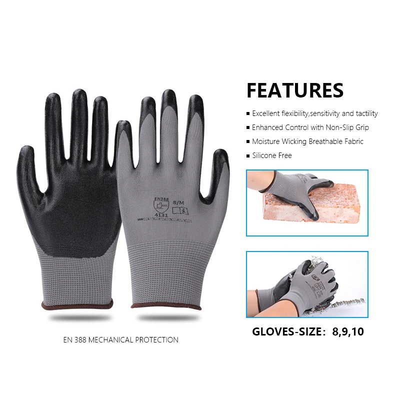 1/2/5/10/12 Pairs Work Gloves Security Protection Nitrile Gloves Smooth Working for Construction Gardening work gloves nitrile gloves protective gloves gardening gloves