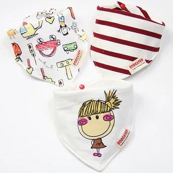 

3 Pcs High Quality Fashion Brand Newborn Baby Bibs Waterproof Kids Girls And Boys Cotton Triangle Children Feeding Accessories