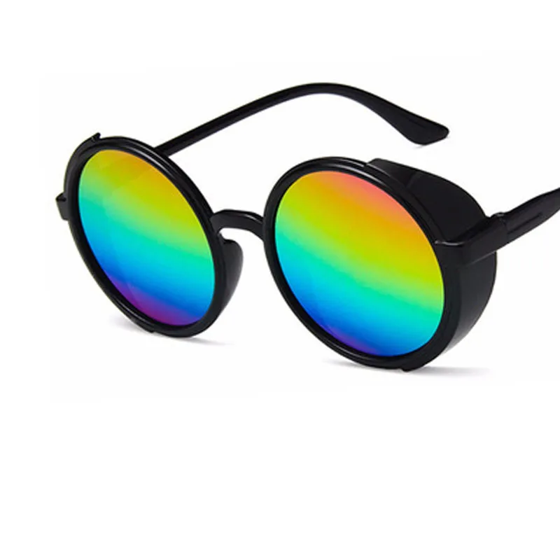 Женские Модные готические солнцезащитные очки в стиле стимпанк, брендовые дизайнерские винтажные круглые женские и мужские паровые панковские солнцезащитные очки, круглые очки - Цвет линз: C7