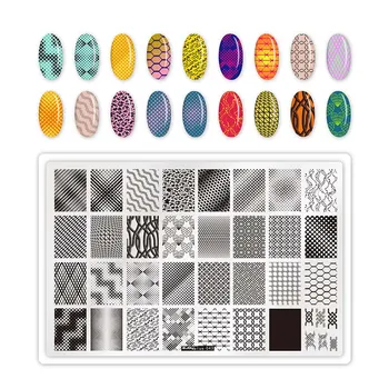

1PCS Geometry Grid Nail Art Stamping Plates Stainless Steel Lines Arrow Image Nail Template Stencils Manicure Stamp Tools