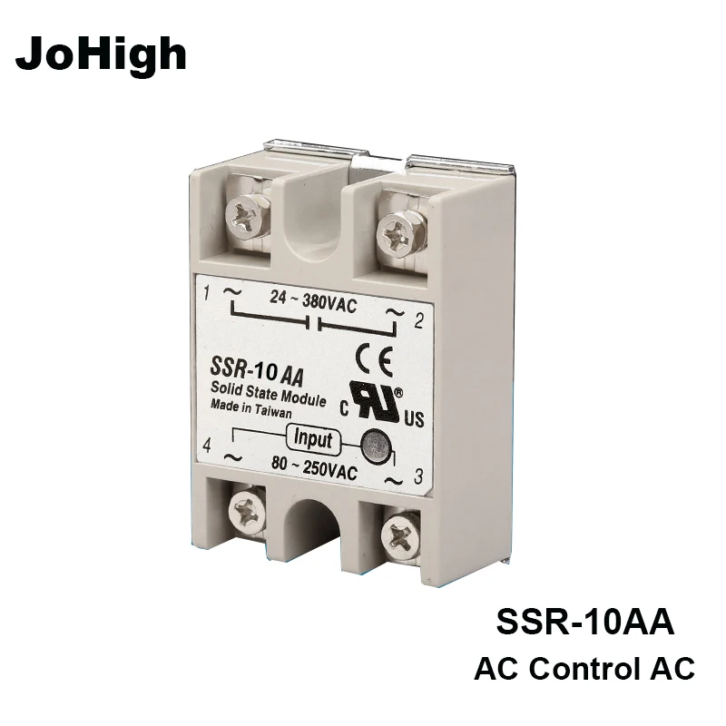 JoHigh 1 шт однофазные твердотельные реле переменного тока 10a SSR-10AA