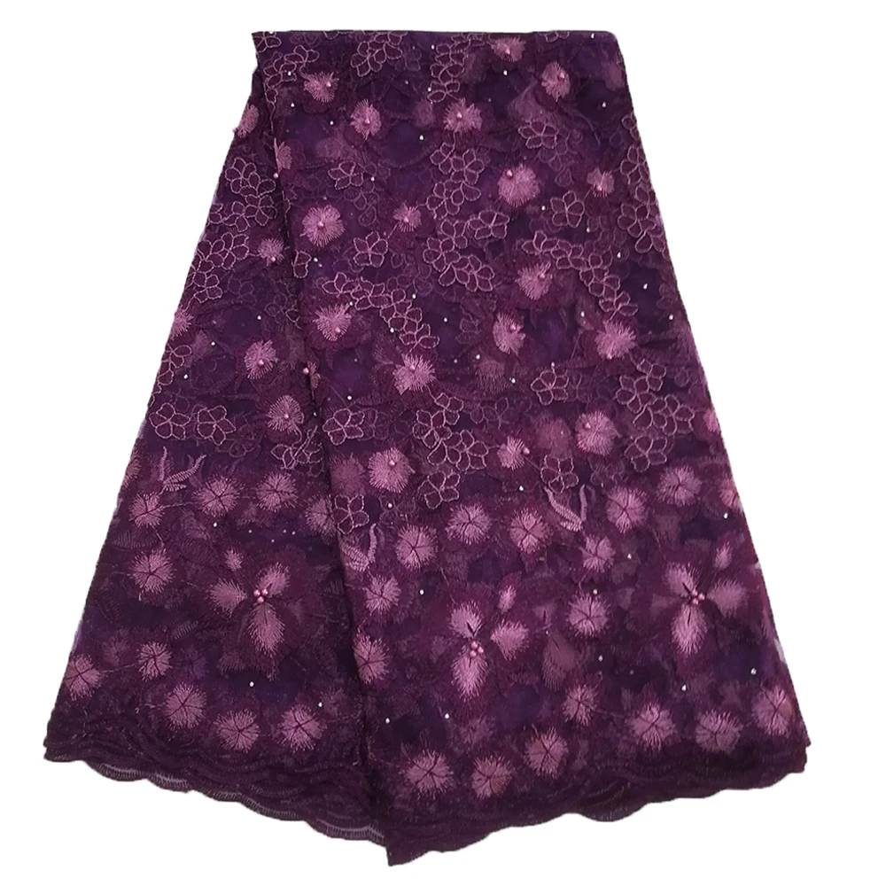 

Nigeria Laces 2019 Hight Quality Lace Fabric For Wedding Dress African Lace with Beads Embroidery Fabric With High Quality Lace