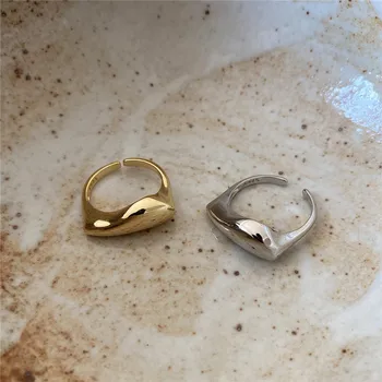 

RUIYI Real 925 Sterling Silver Women Cool Cold Wind Irregular Open Rings French Style Female Fashion All-match Gold Niche Rings