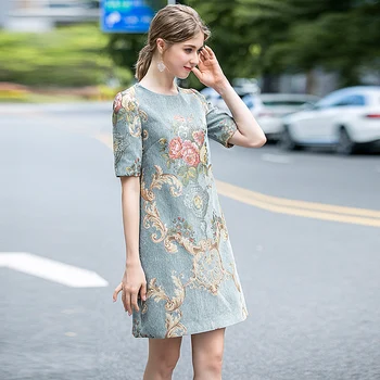 

Runway 2020 Summer New Women'S Fashion Party Casual Elegant Chic Gentle woman Vintage Jacquard Print Dress