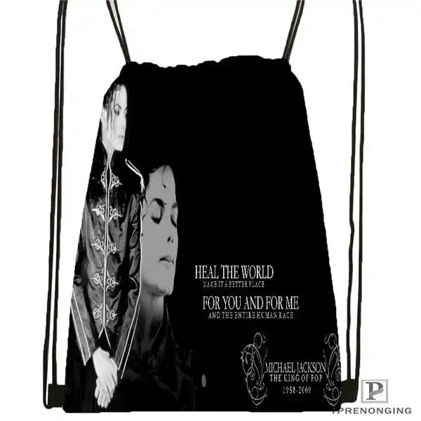 Drawstring Backpack Пользовательские Майкл-Джексон походная сумка на шнурке милый рюкзак для детей(черная спинка) 31x40 см#180612-02-20 - Цвет: Drawstring Backpack