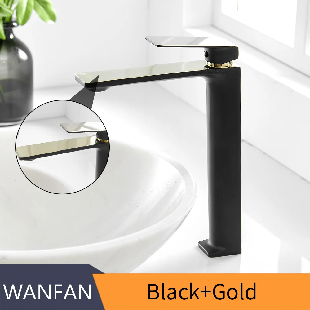 Black and Gold Смеситель для раковины, кран для раковины, кран для раковины с одной ручкой, хромированный кран, кран для раковины, винтажный смеситель для горячей и холодной воды, кран 9923 - Цвет: Black and Gold