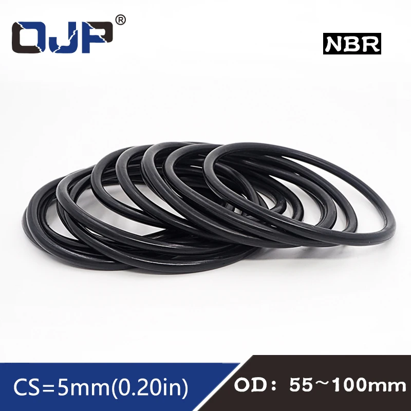 10 шт./лот резиновое кольцо черное уплотнительное NBR CS5mm OD55/60/65/70/75/80/85/90/95/100 мм