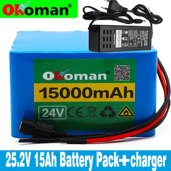 

6S5P 24V 15Ah 25.2V lithium battery pack batteries for electric motor bicycle ebike scooter wheelchair cropper with BMS+ charger