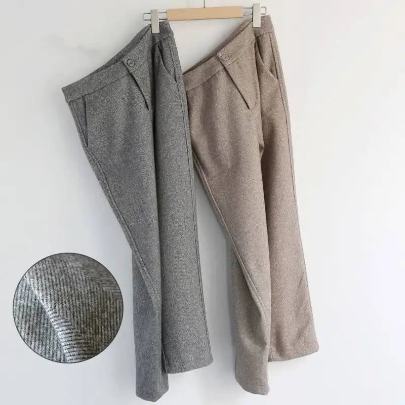 

Woolen Harem Pants Women 2019 Autumn Winter High Waist Thicken Warm Herringbone Trousers Female Streetwear Pantalones Mujer