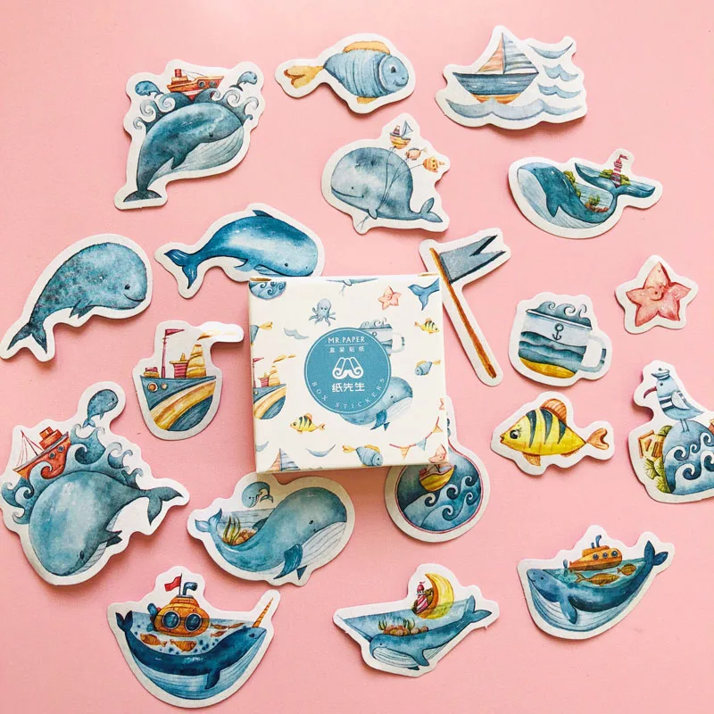 40 pcs/Box Peace Whale Adhesive DIY Sticker Stick Label Notebook Album Decor