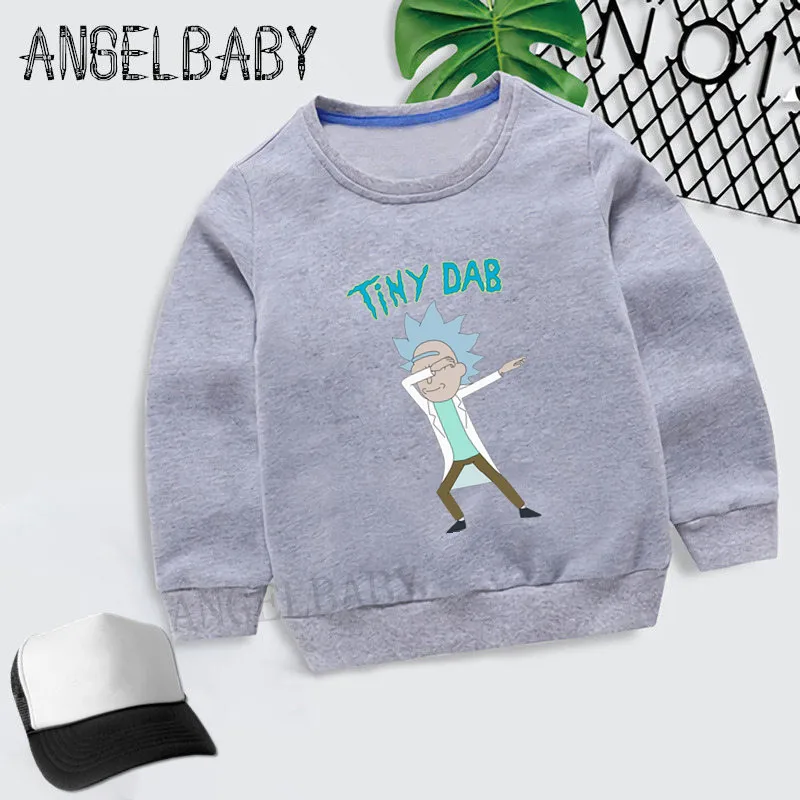 Dabbing Tiny Rick and marty/толстовки для маленьких мальчиков и девочек; хлопковые детские толстовки с капюшоном; толстовки с длинными рукавами; спортивная одежда для малышей; KYT2287 - Цвет: 2287A-Gray