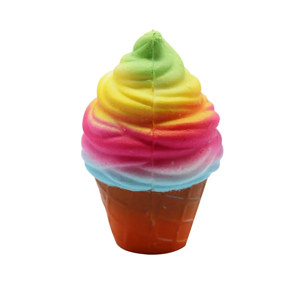 

10cm PU Colorful Ice-cream Cone Shape Rising Toy Relieves Stress Anxiety Practical Jokes Squeeze Soft Toy Gift for Children Kid