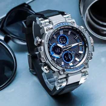 

New Sports Waterproof Double Display Men's Watch Multi-function Alloy Electronic Watch Watch Digital Mens Fitness Watch
