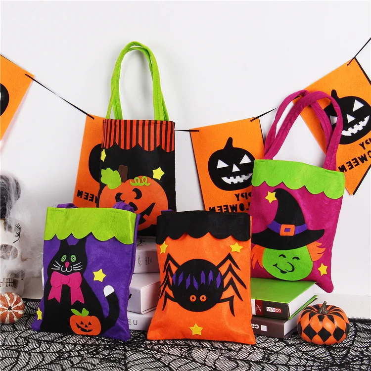 Halloween Candy Gift Bags Pumpkin Spider Skull Tote Bag Non-Woven Home Party Decoration Supplies | Дом и сад