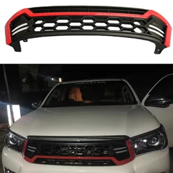 Accessoires adaptés à la Toyota Hilux Revo 2016 – 2020, avec couvercle de calandre LED, Grille Raptor rouge, en ABS de haute qualité 